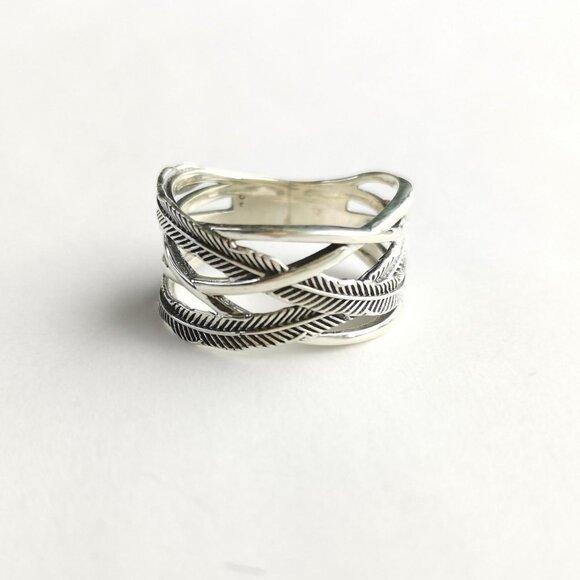 Handmade Sterling Silver feather / leaf ring NEW - Picture 8 of 8